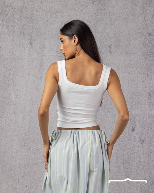Ripped Buttoned Top in White