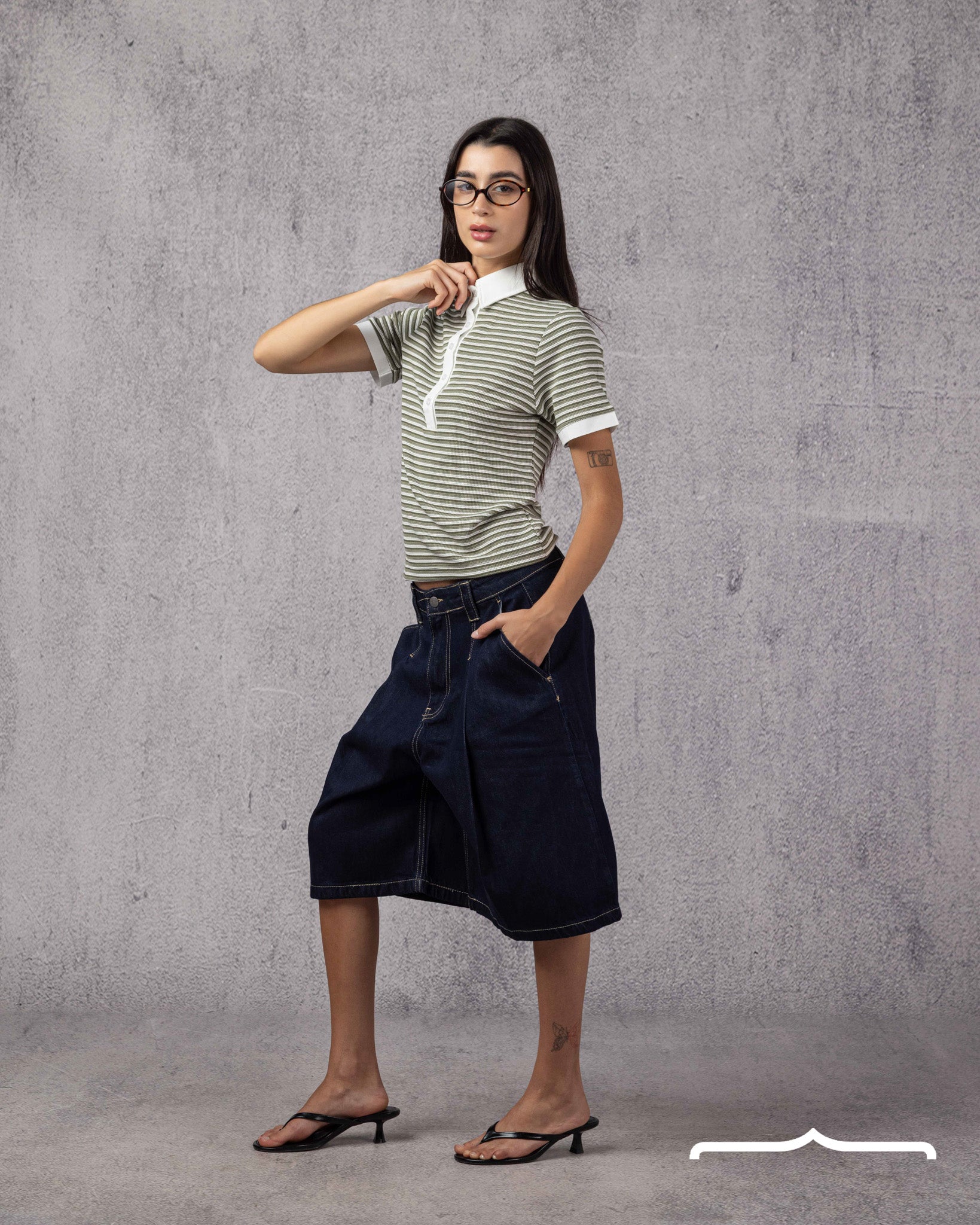 City Stripe Polo in Light Olive