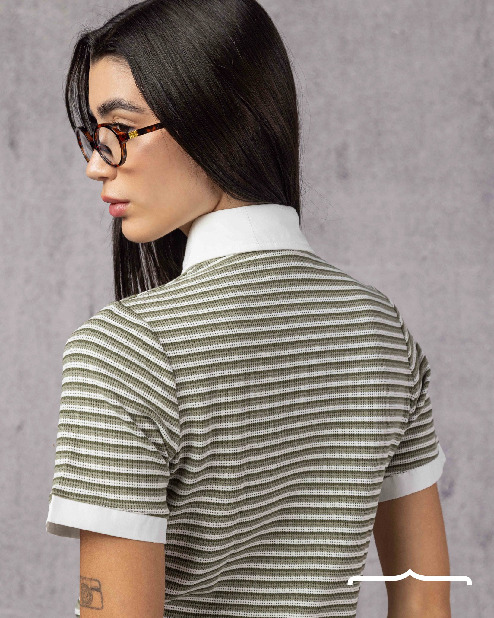 City Stripe Polo in Light Olive