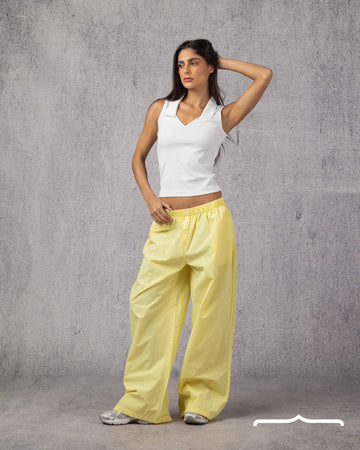 Buttoned Checkered oversize Pants in Yellow
