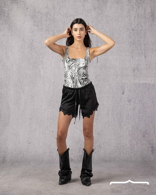 Wild Denim Zebra Bodysuit