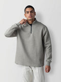 Zip-Collar Sweatshirt in Light Grey