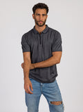 Knitwear zip up polo in Grey