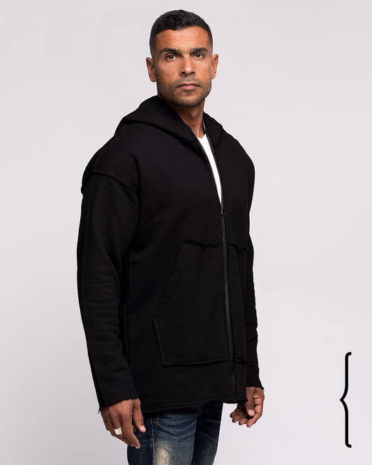 Raw Edge oversize jacket in Black