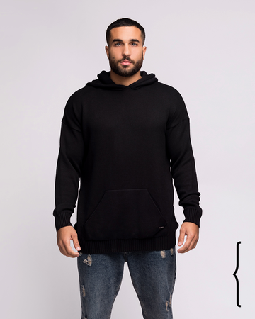 Knitwear Oversize Hoodie in Black