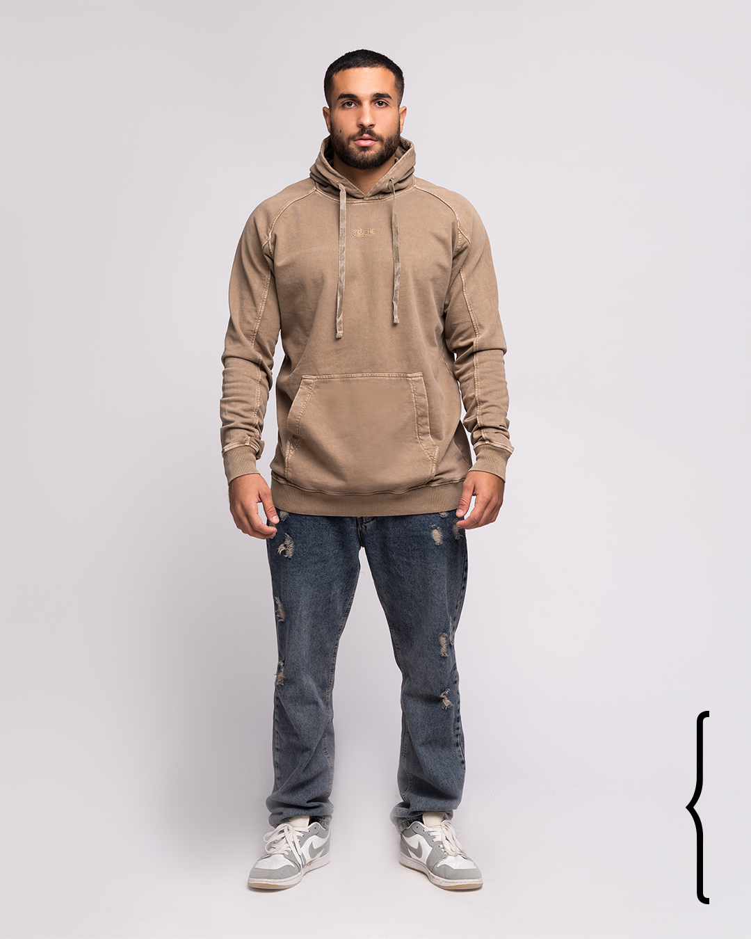 Washed Hoodie in Beige