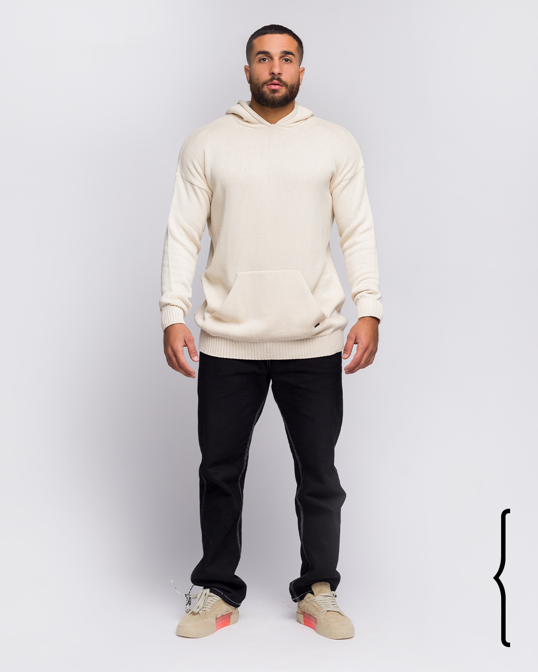 Knitwear Oversize Hoodie in Cream