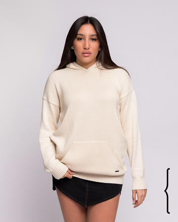 Knitwear Oversize Hoodie in Cream